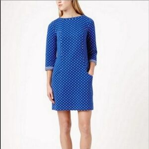 Boden Dotty Quilted Polka Dot Shift Dress Blue Size 2